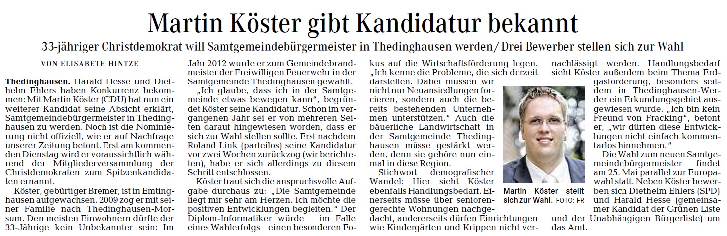 Vorstellung im Achimer Kurier vom 27.03.2014